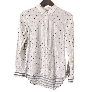 Sandwich White Black Polka Dot Button-Up Shirt Casual Cozy Viscose Sz Medium